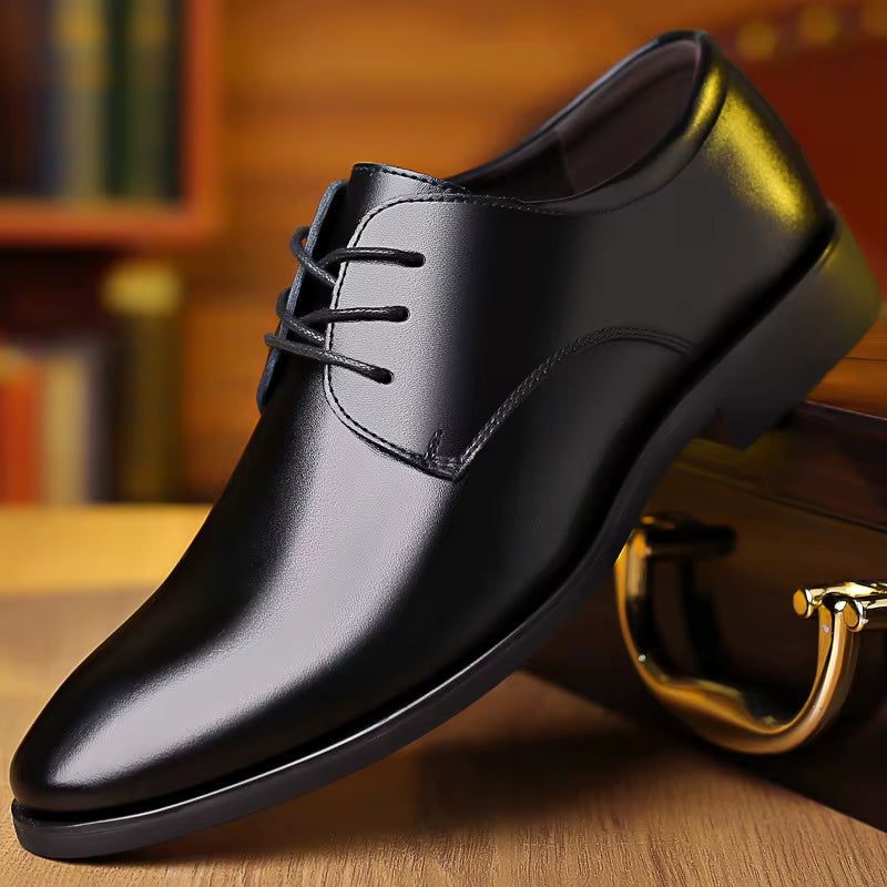 Men's New Business Leather Shoe Pointed Toe Shallow High Heel Shoe ( Standard Delivery )