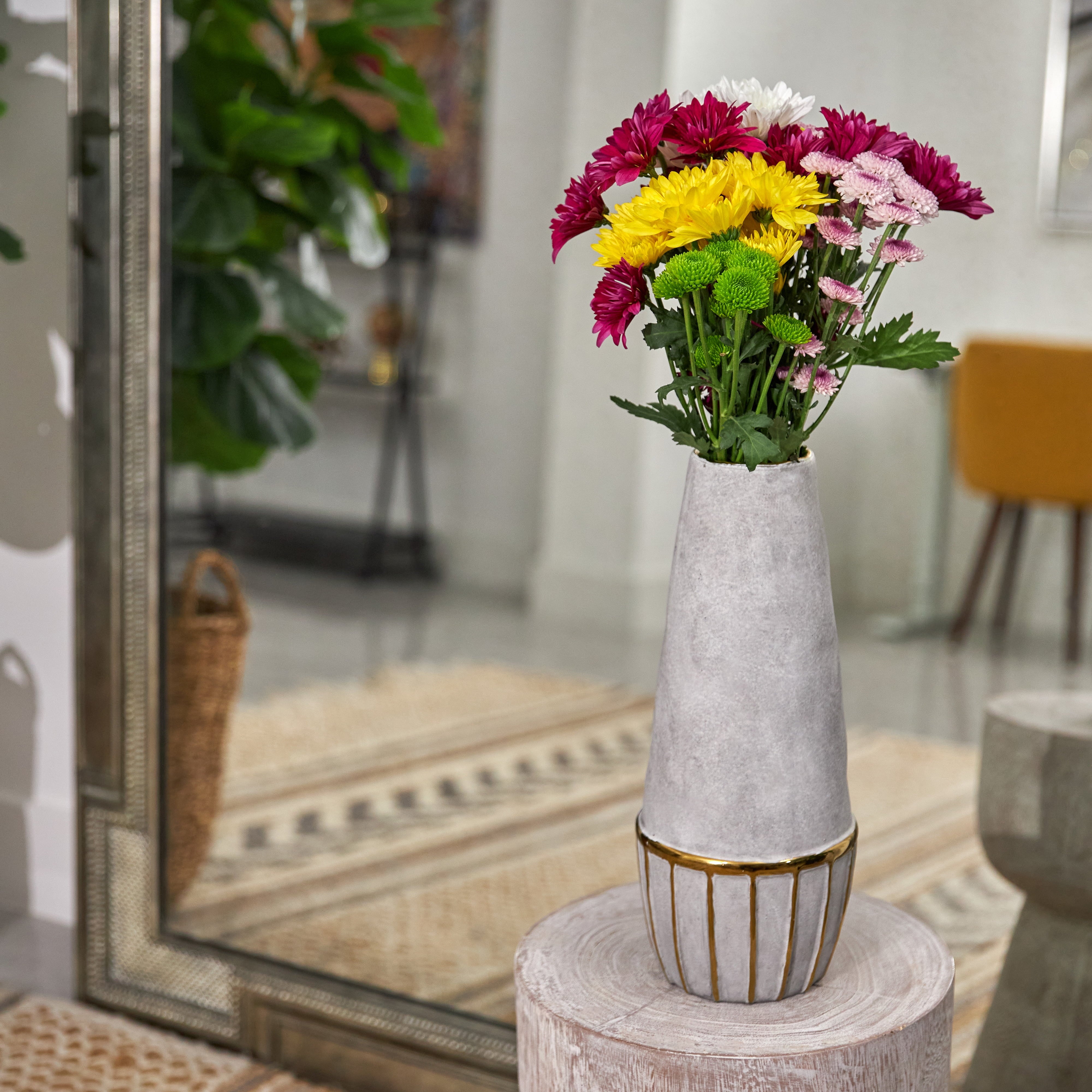 Fresh-Cut Small Rainbow Poms Flower ( 7 Stems ) ( Same Day Delivery Usa )